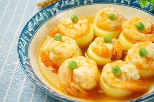  玉子豆腐蒸蝦仁