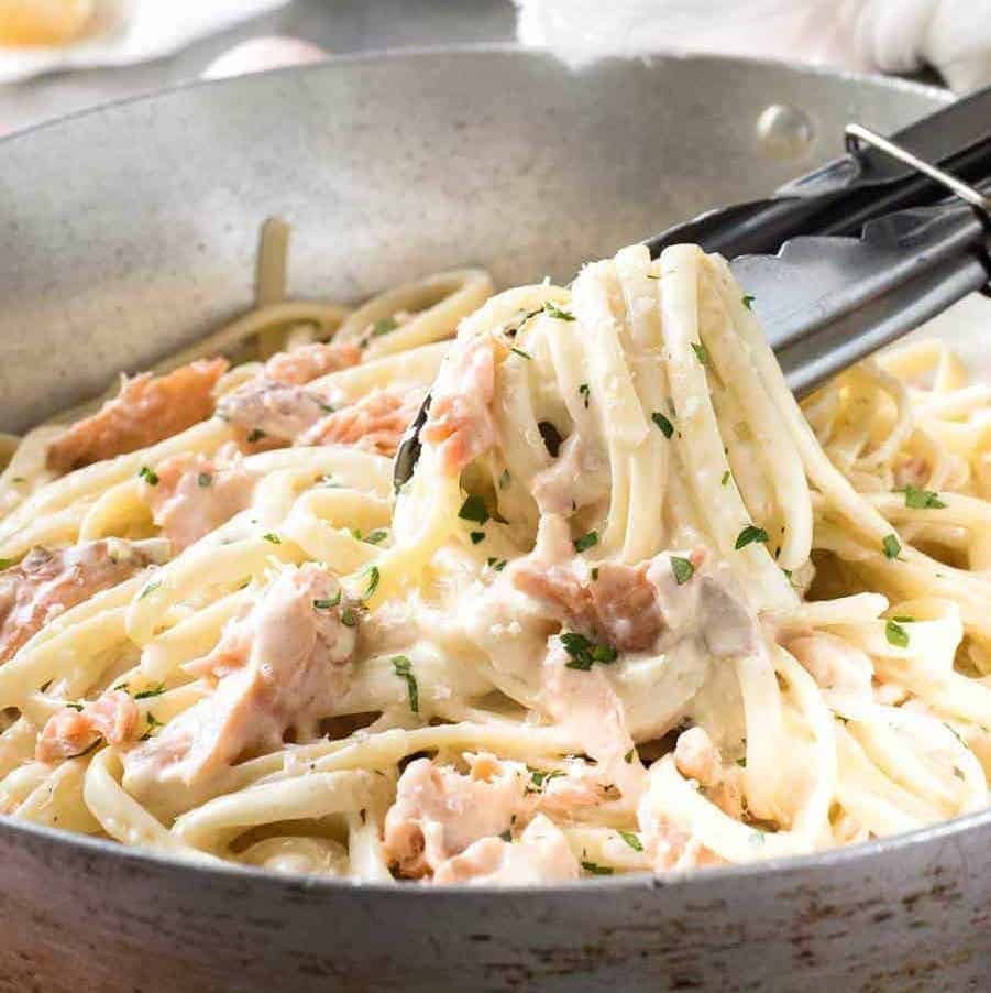 三文魚白汁意麵1