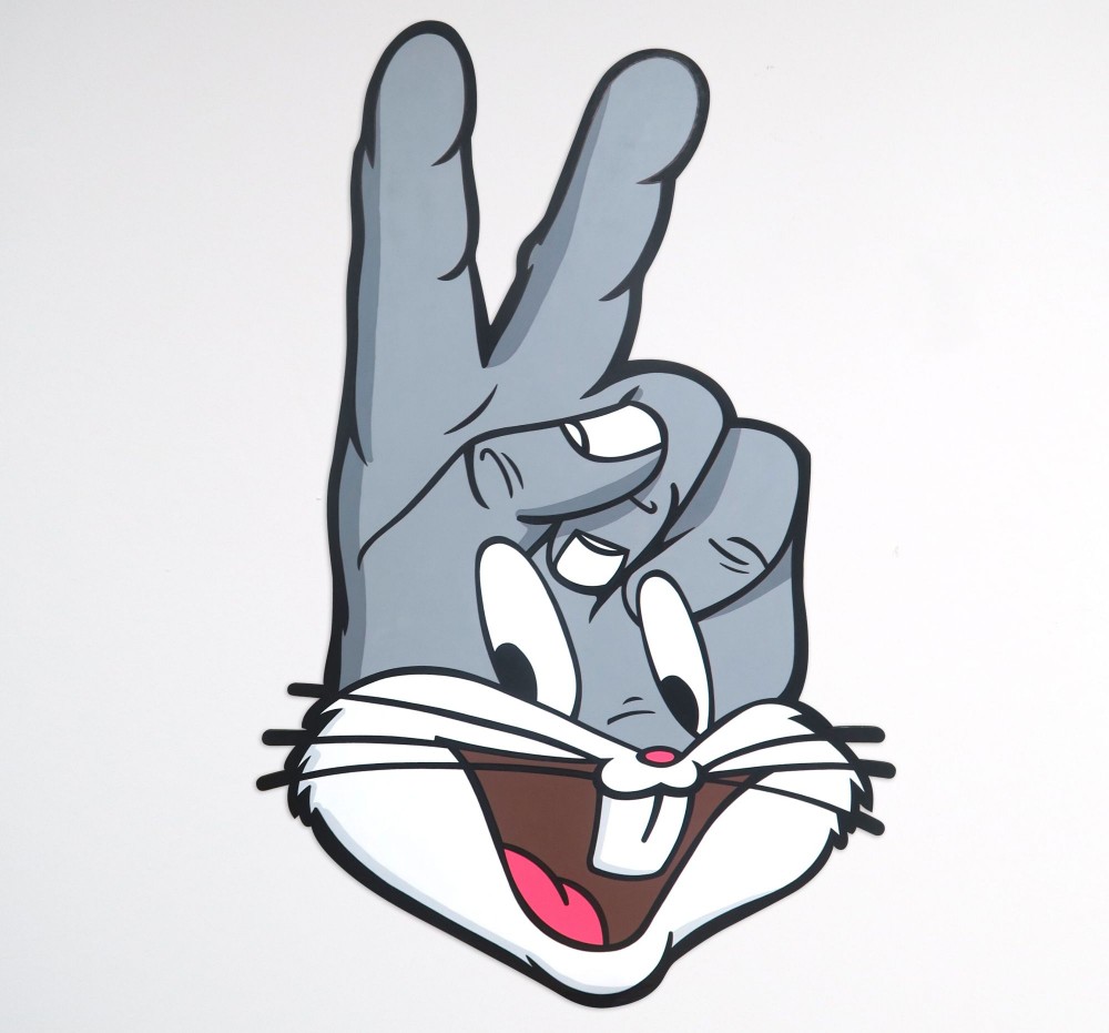 mr.-likey-peace-sign-bunny-acrylic-on-wood-50x70
