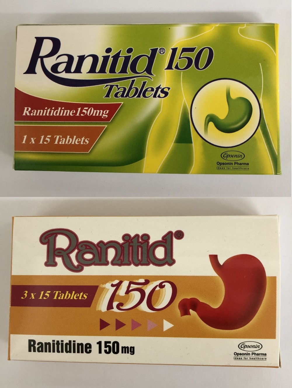 需回收的雷尼替丁產品,包括圖示的Ranitid 150藥片150毫克。