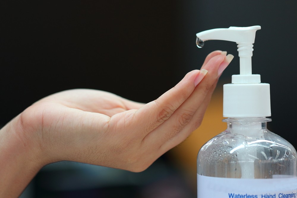 applying alcohol gel