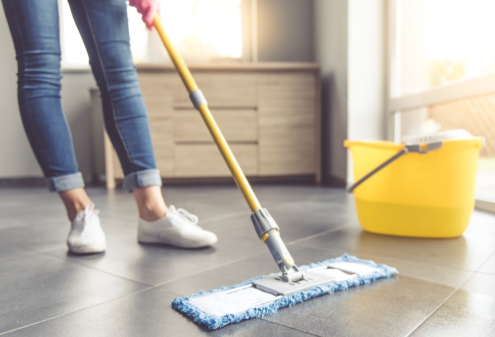 cleaning floor