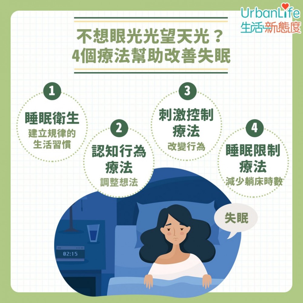 可以建立規律的生活習慣,例如避免早晨以外時段飲用咖啡、睡前不滑手機、避免午睡過長等,改善失眠問題。