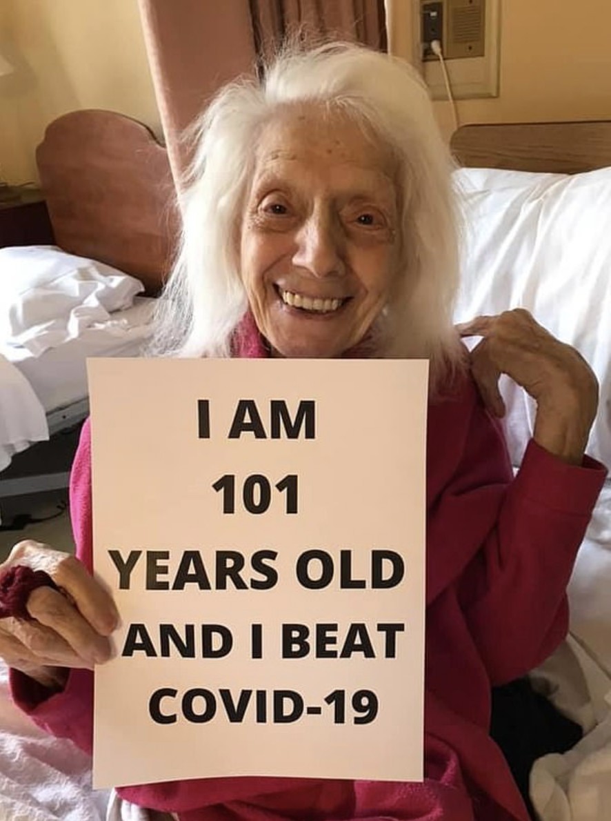 新型肺炎疫情持續。美國有一名年屆101歲的婆婆以往曾經歷過癌症、流產、敗血病，但她都一一克服了，而早前亦打敗了新型肺炎，成功康復，令人鼓舞。
