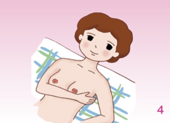自我乳房檢查步驟4。