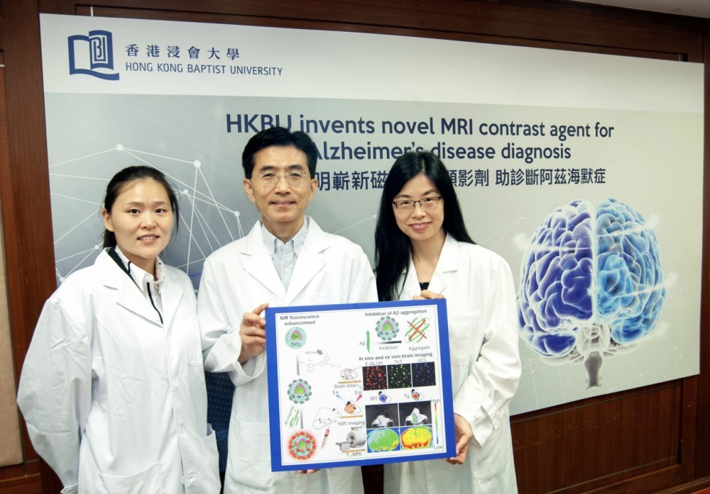 團隊進行了一項小鼠實驗,顯示經改造的納米顆粒可與「β-澱粉樣蛋白」結合、增強磁力共振信號(即電磁波),並配合磁力共振掃描,分辨出小鼠腦內「β-澱粉樣蛋白」積聚的大小和數量。