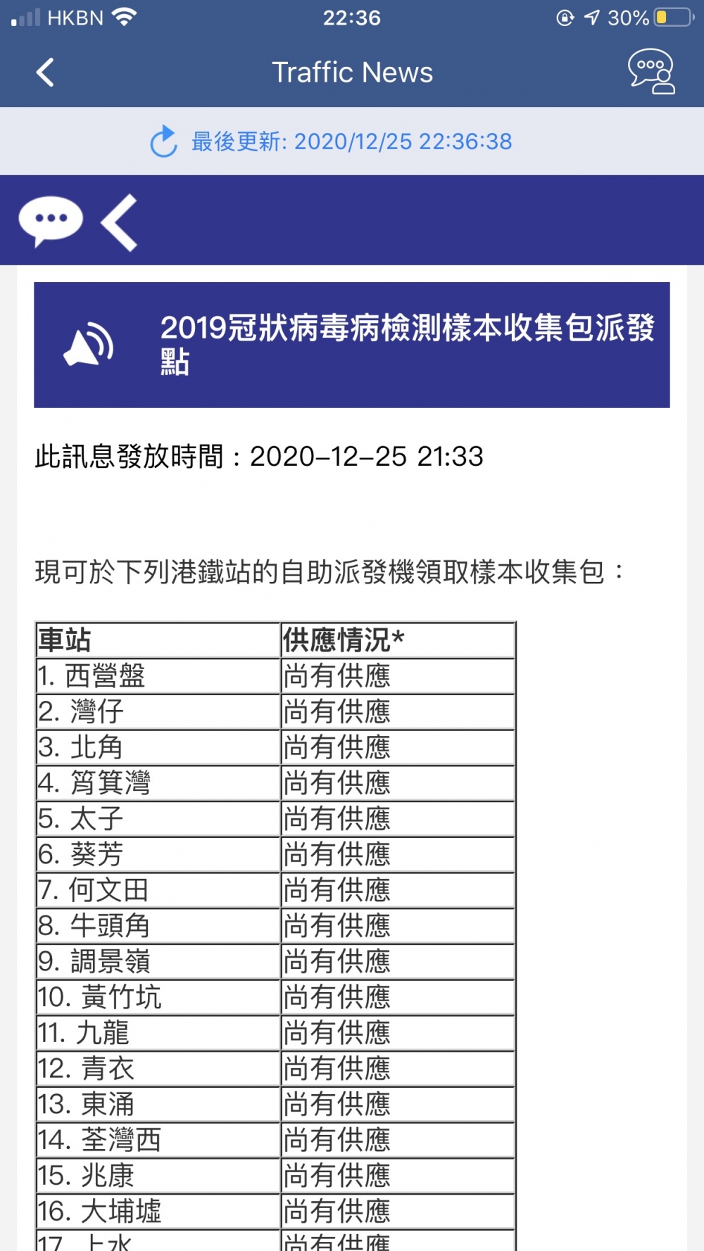 港鐵APP 截圖