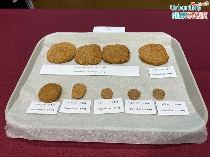 雙盲對照口服激發測試會讓受試者進食不同材料製成的肉餅。