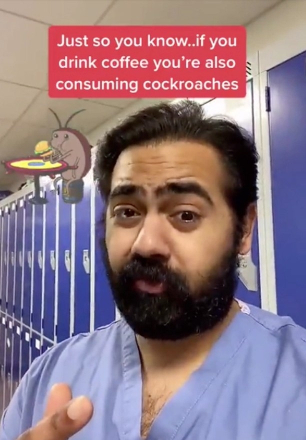 英國國民保健署(National Health Service, NHS)醫生Karan Raj拍片指出,多數市售咖啡粉中,通常含有一定比例的蟑螂。