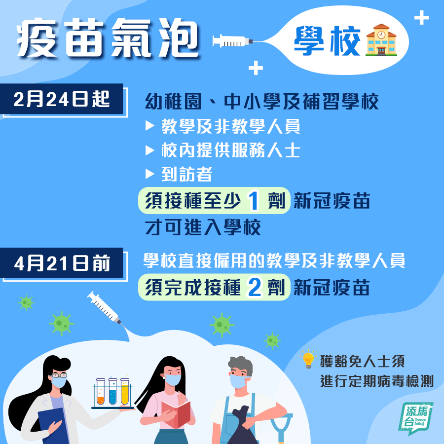 本港學校將實施疫苗氣泡。