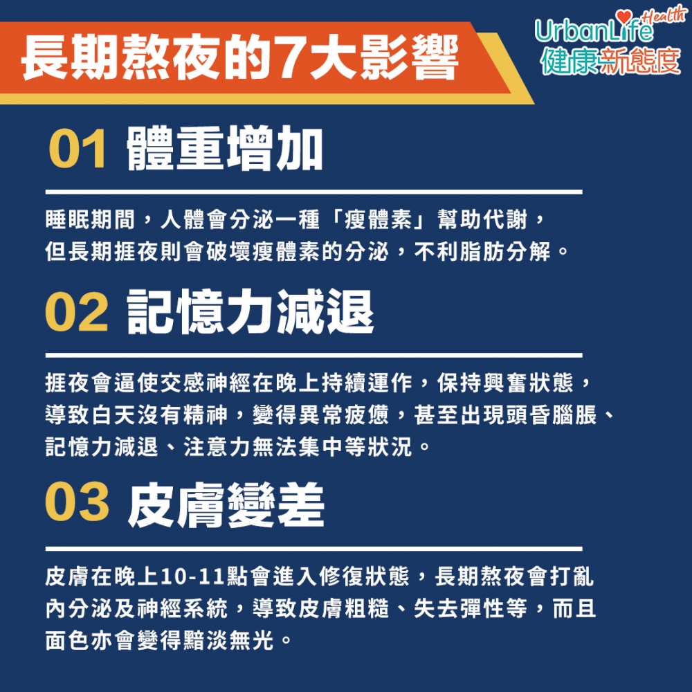 長期熬夜的7大影響
