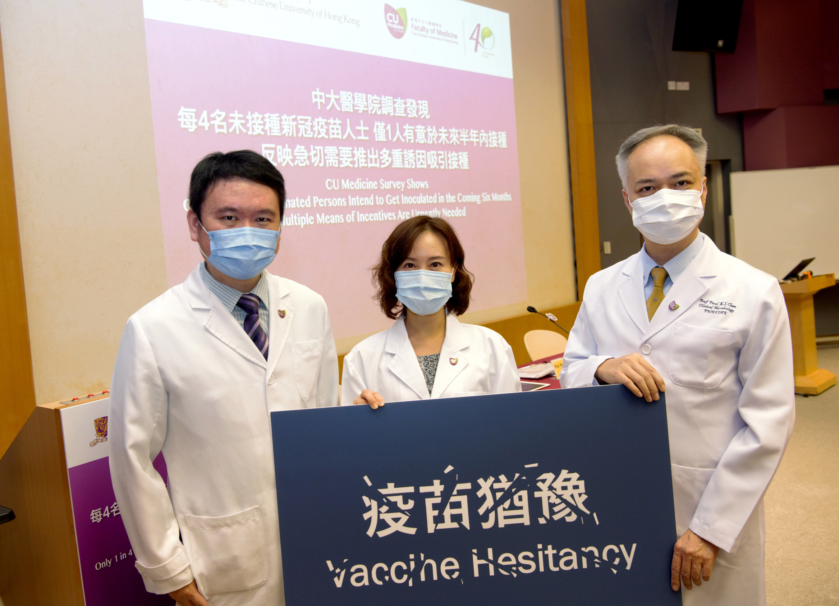 中大醫學院調查發現,每4個未接種新冠疫苗的受訪者中,只有1人表示有意於未來半年接種。