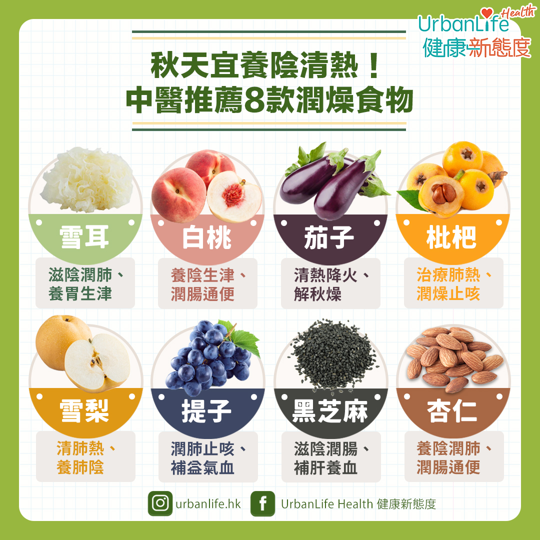 秋天適宜多吃養陰清熱、潤燥止渴的食物。