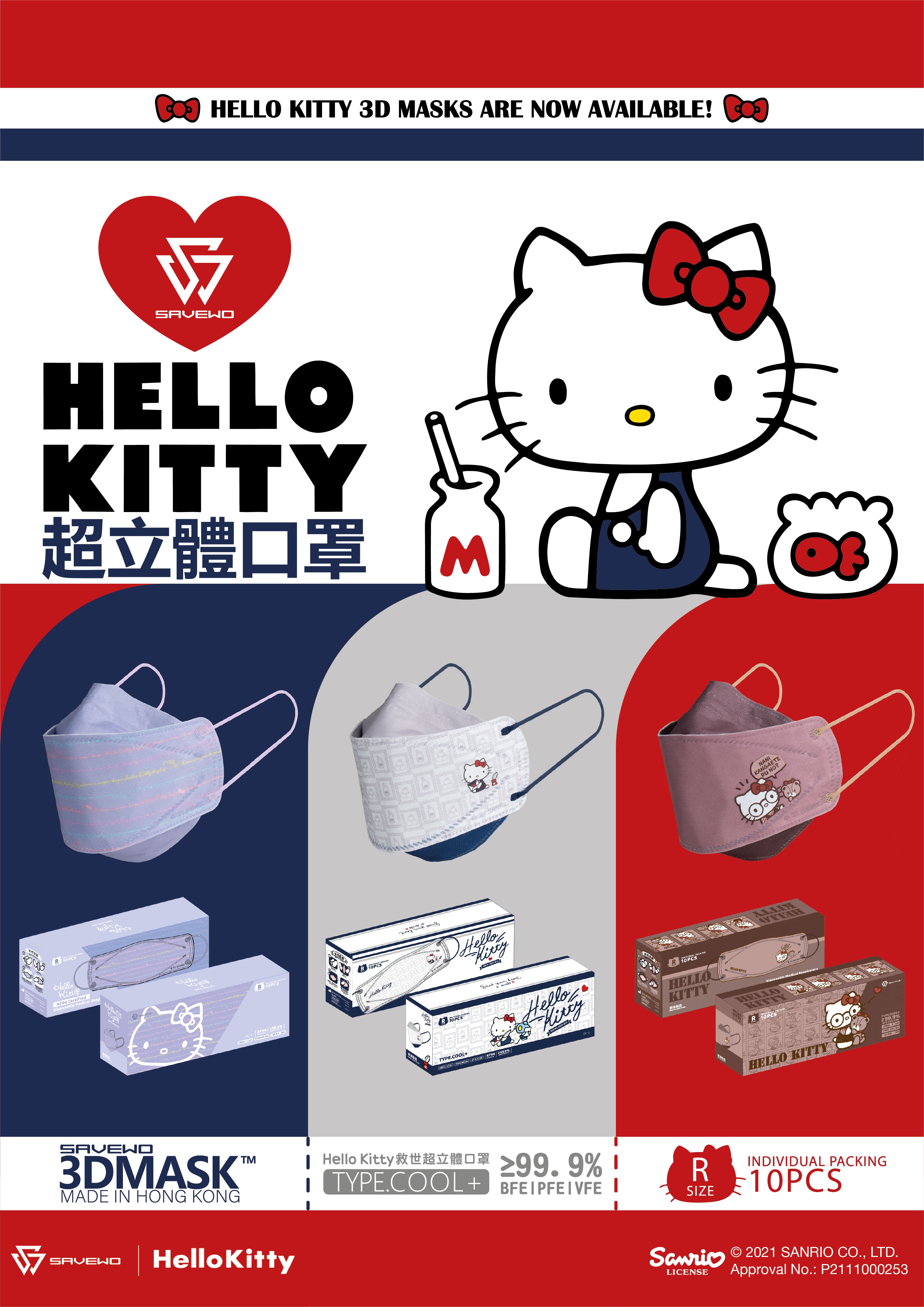 「SAVEWO 救世」聯乘Hello Kitty推出口罩。