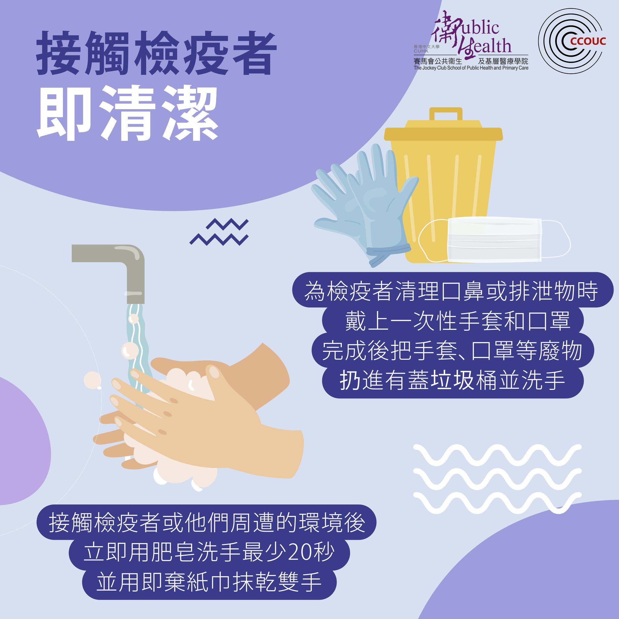 指引二 、接觸檢疫者後立即清潔