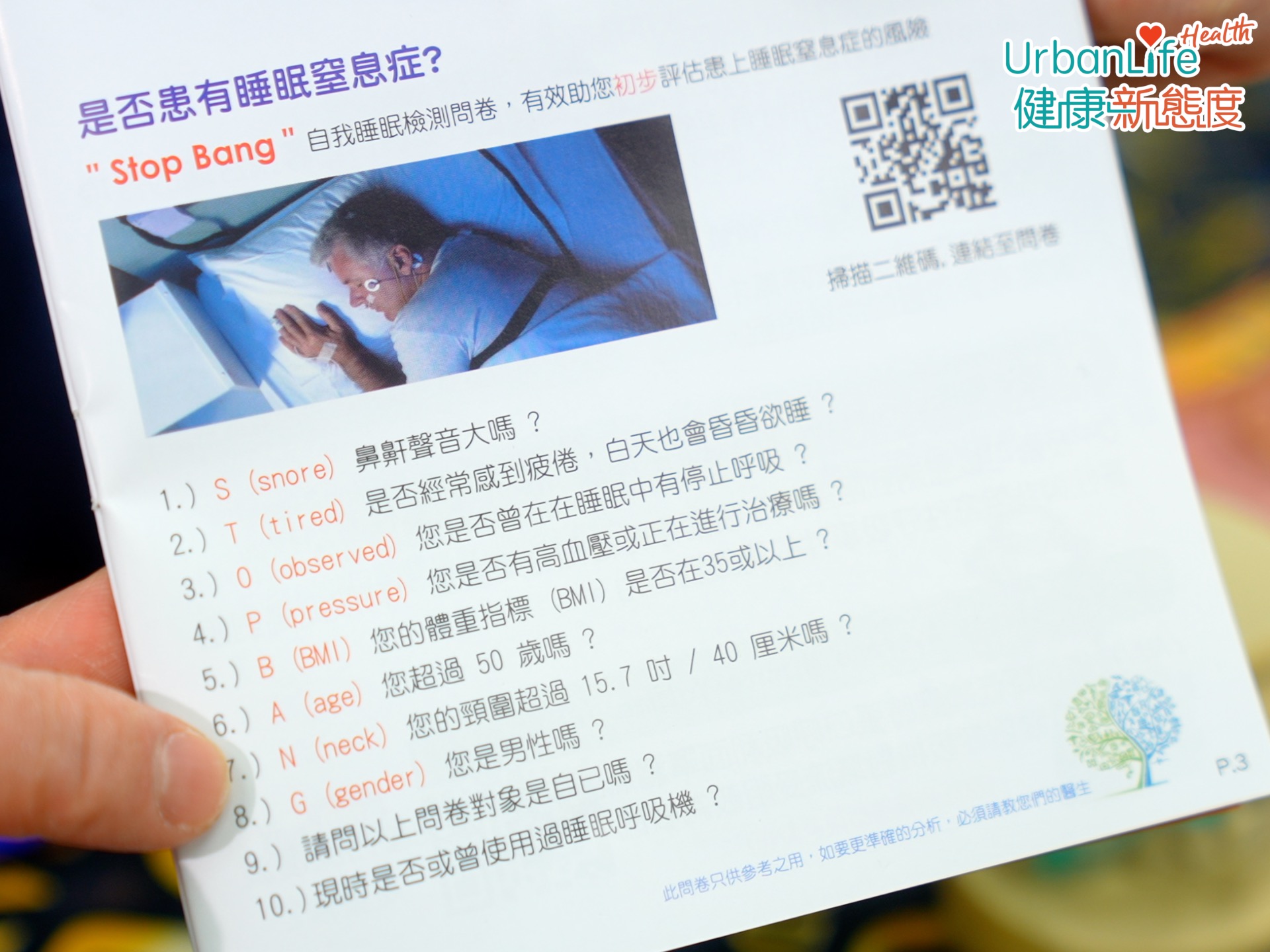 如問卷分數有3至4分以上,便應進行確診檢查。