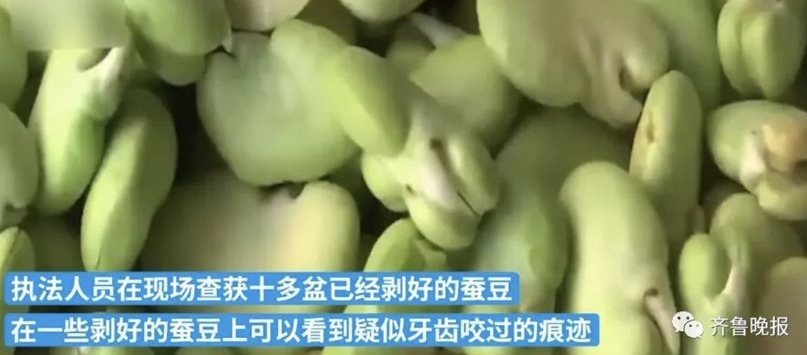執法人員調查了解後發現,工人們的薪資是按剝殼秤重計算,為了令速度更快,便用口剝皮。