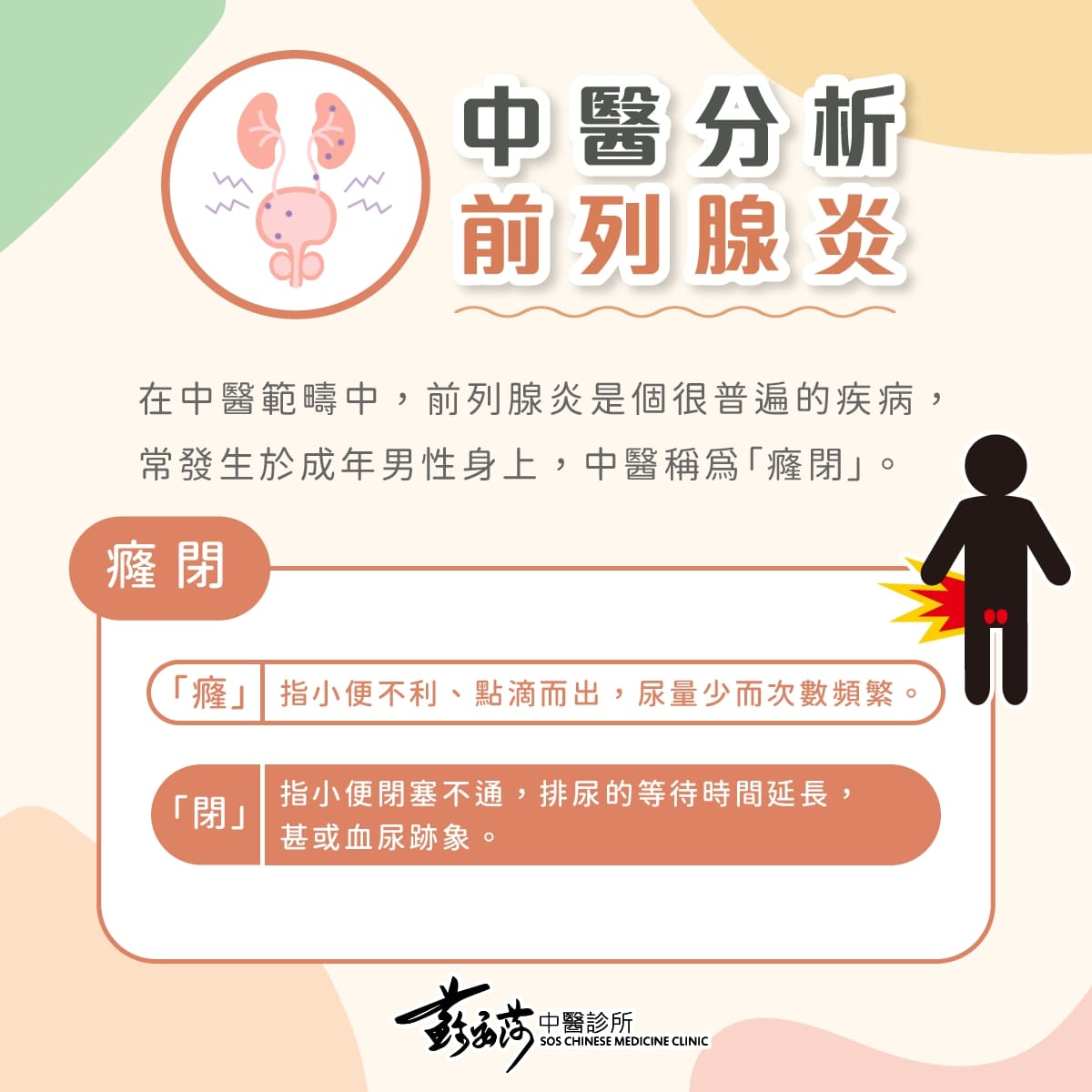 中醫角度,前列腺炎稱為「癃閉」。