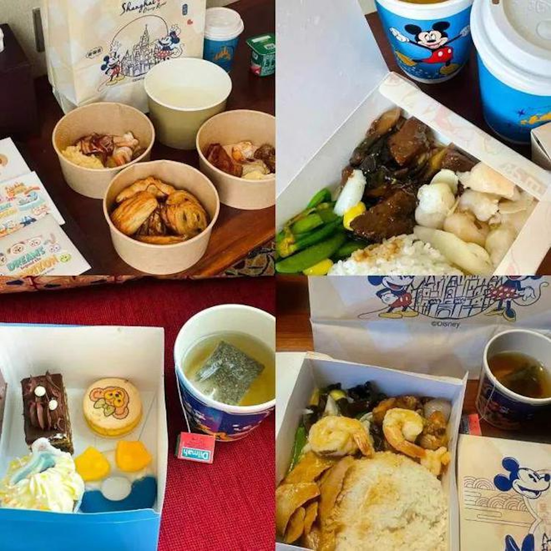 有住客在網上發布隔離期間酒店提供豐盛的早餐、午餐、下午茶和晚餐，包括蟹肉粥、香菇牛肉粒、紅燒雞肉、蝦仁、炒時蔬和米飯等。