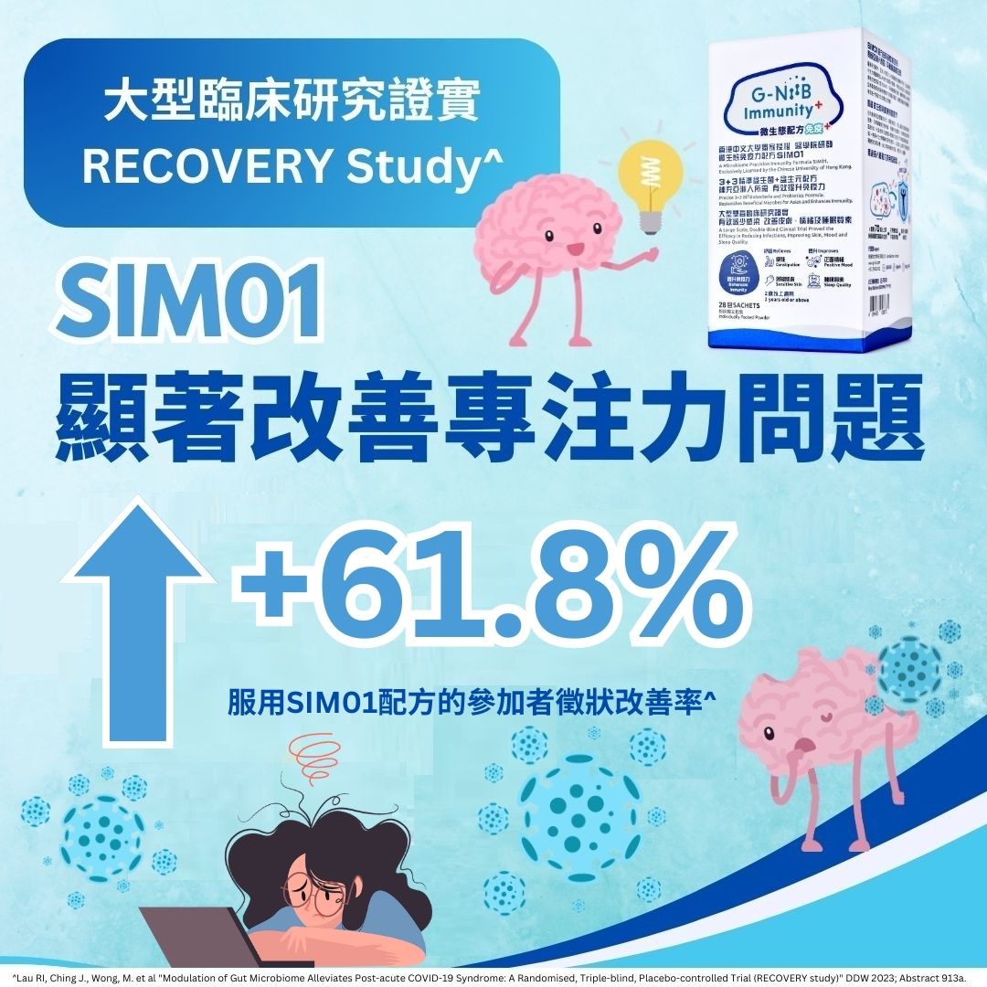 G-NiiB微生態免疫+ 配方 #SIM01由香港著名大學醫學院研發。