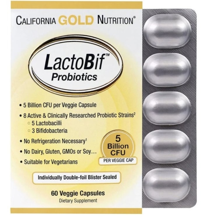 California Gold Nutrition - 腸道益生菌50億60粒獨立包裝 美國FloraFIT®專利配方 LactoBif。