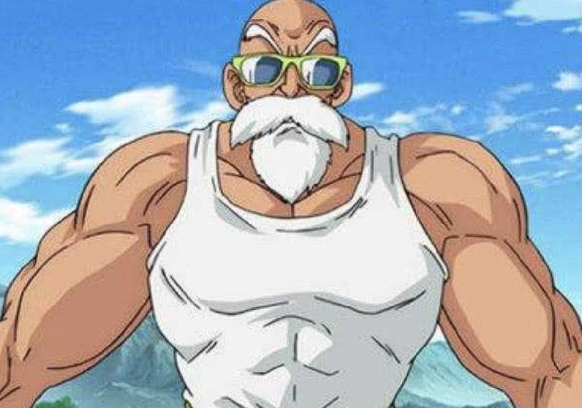 看起來像動漫《七龍珠》裡的「肌肉龜仙人」。