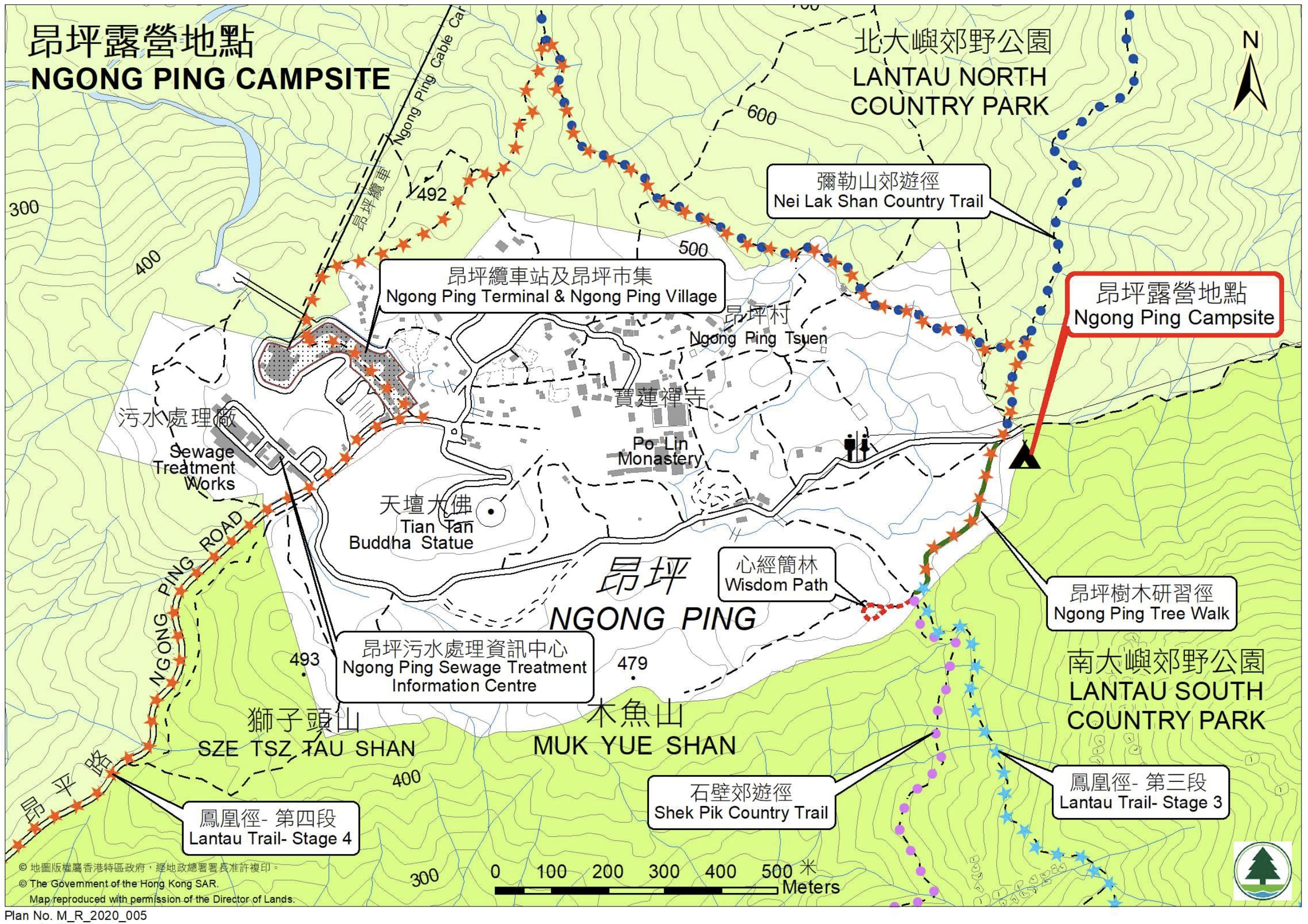 昂坪營地交通非常方便，只要大家在港鐵東涌站> 大嶼山巴士> 乘坐23號 往昂坪大佛，於終點站下車，沿著《心經簡林》的方向走，再跟著指示牌行，全程大概20分鐘就到達。