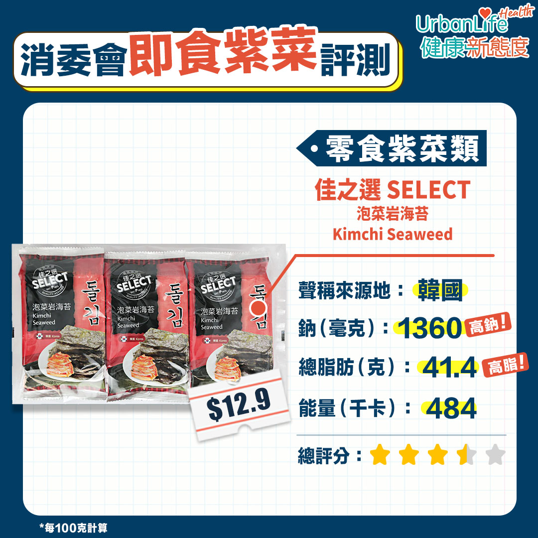 佳之選SELECT 泡菜岩海苔Kimchi Seaweed:3.5星