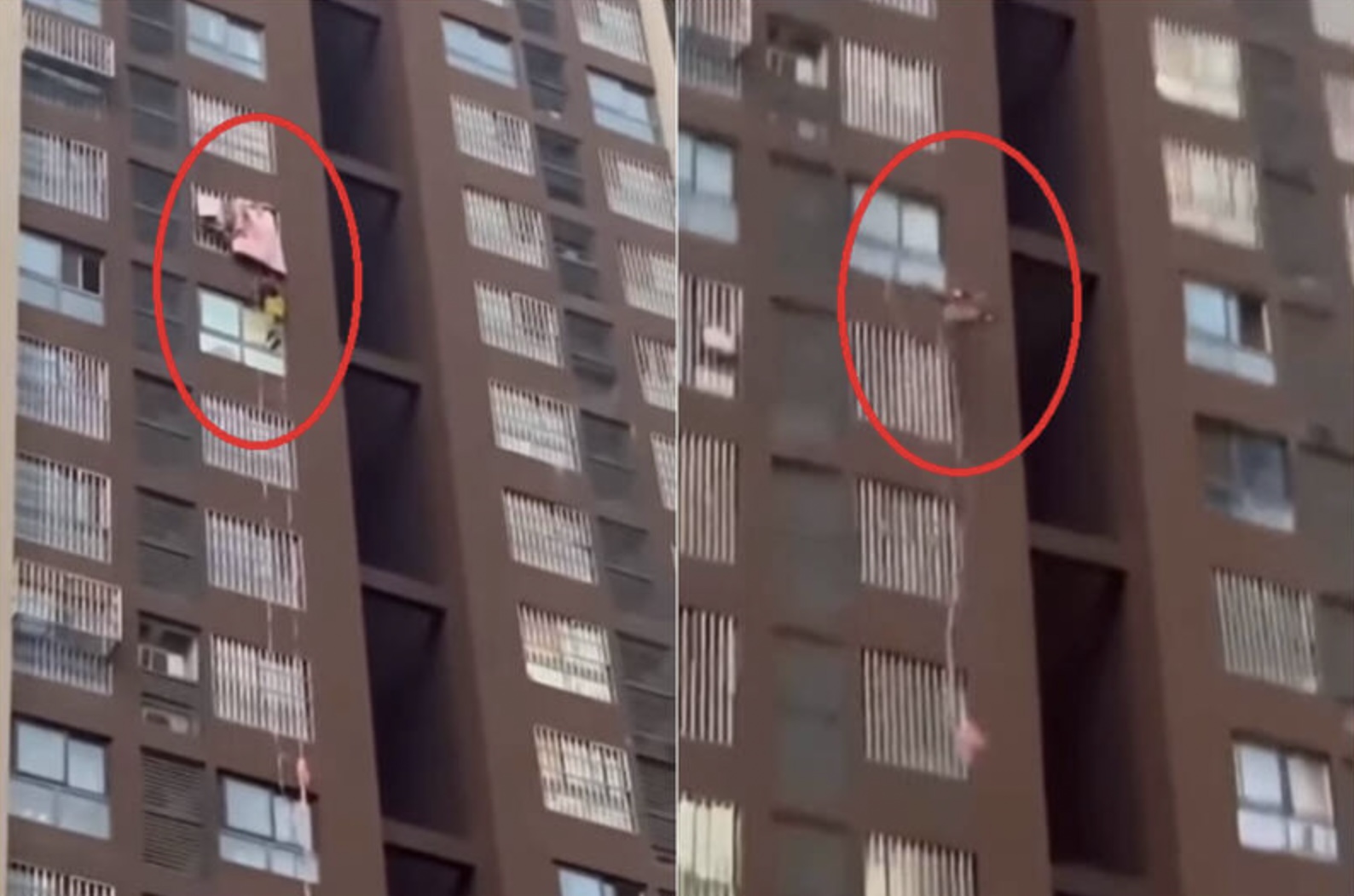 男子剛離開窗戶沒多久，繩索就發生斷裂。