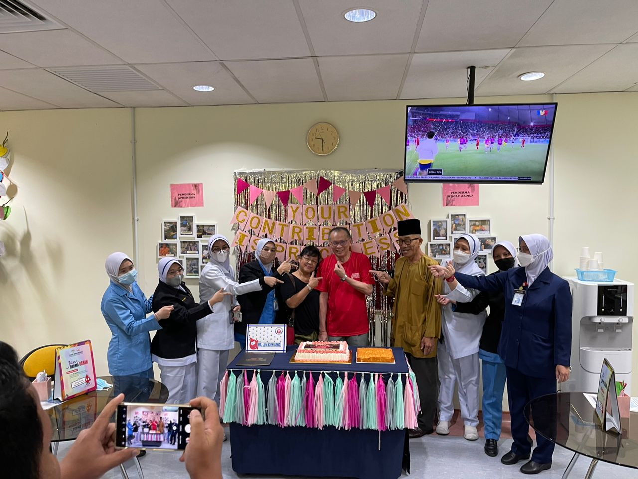國家血庫中心為林先生慶祝70歲大壽,也是他最後一次捐血。