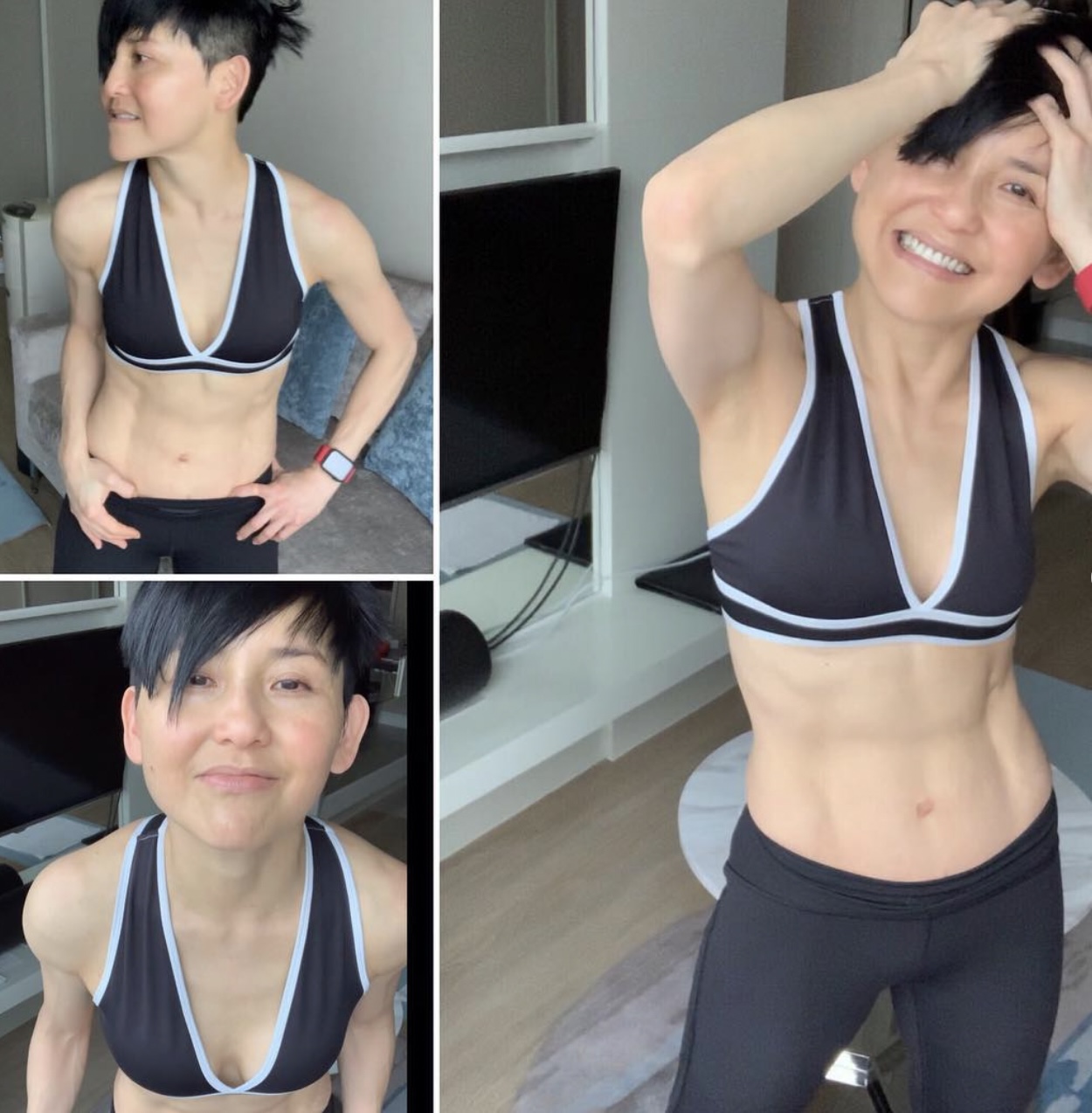 劉美君經常在個人社交平台分享練習瑜珈及健身的日常。