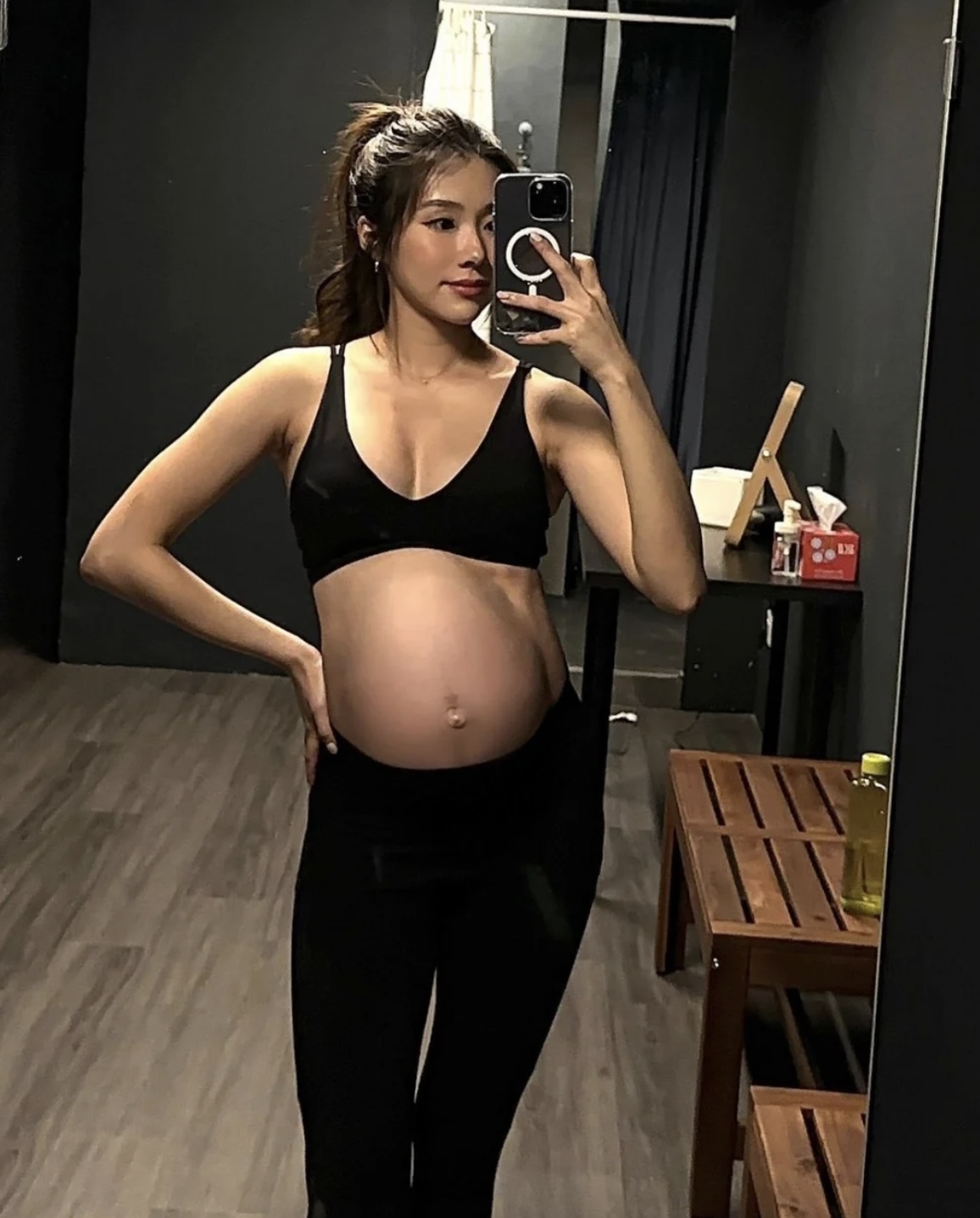 楊夢珺在生產前後都努力維持身材。