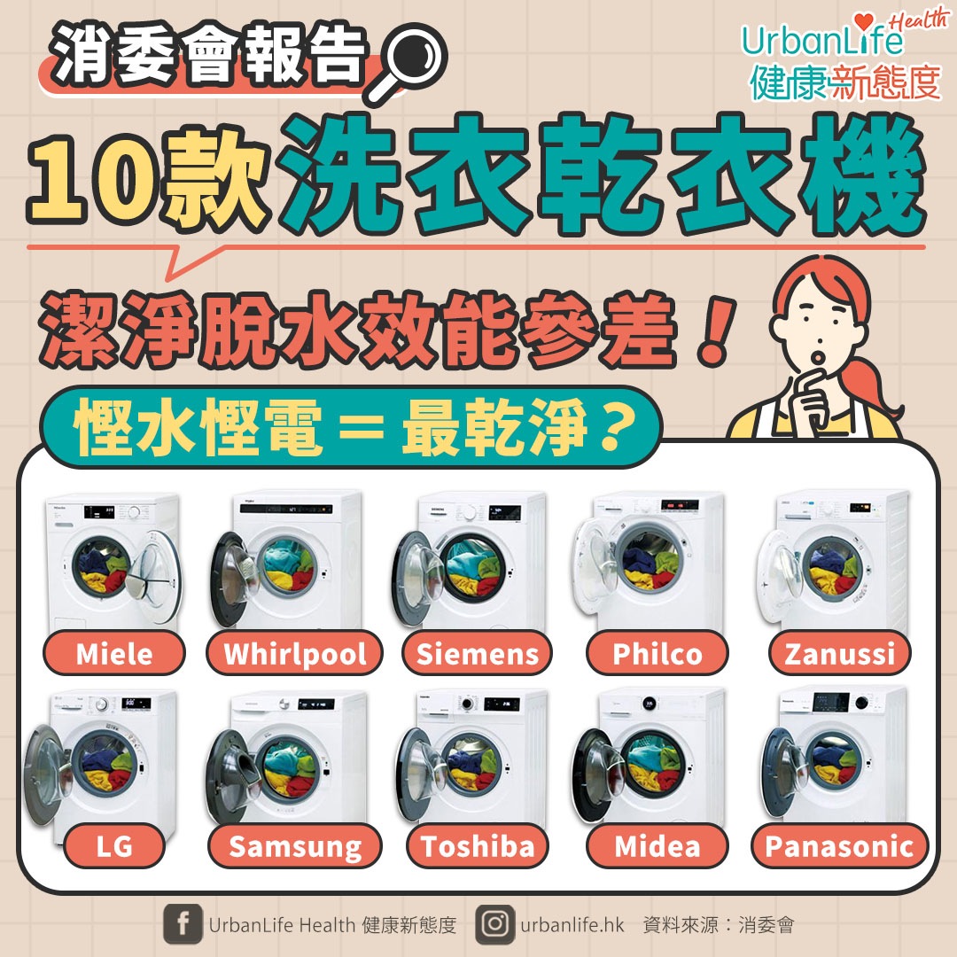 消委會10款洗衣乾衣機評測！