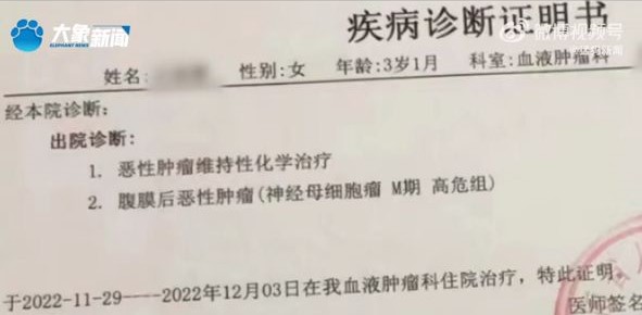 萱萱的疾病診斷書。