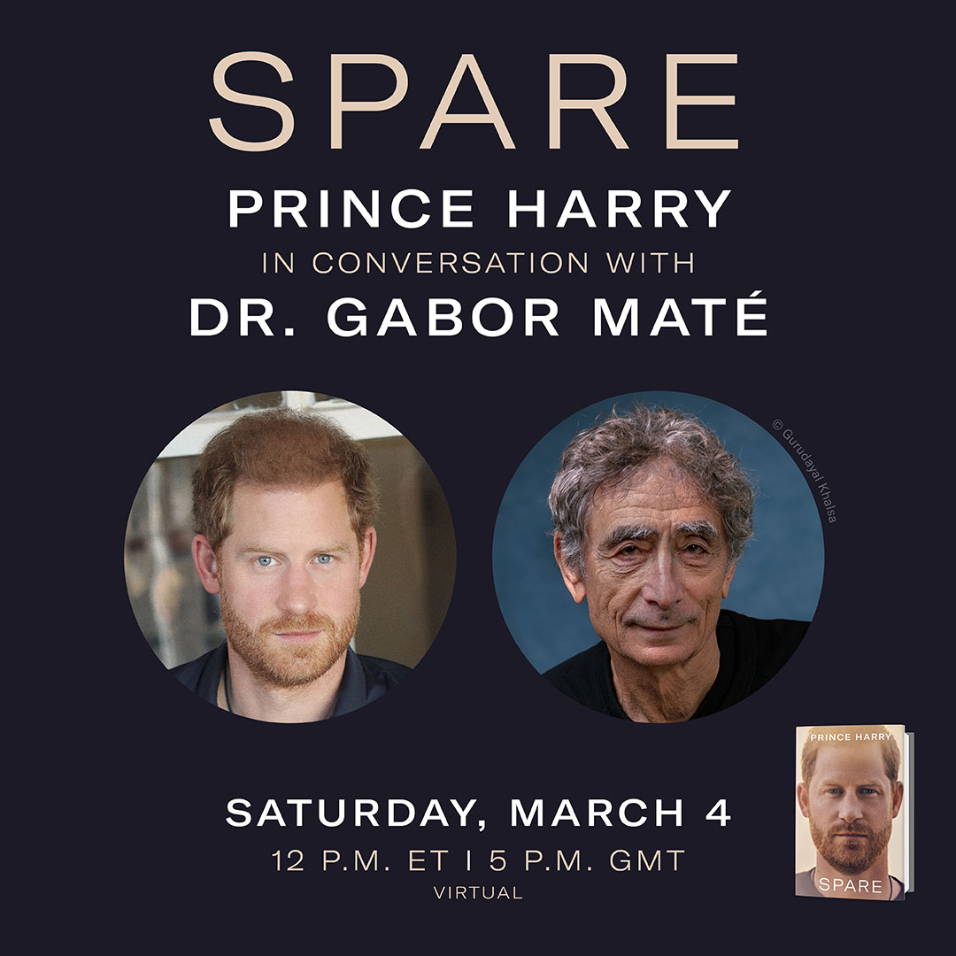 近日哈利接受加拿大著名心理學家馬鐵（Gabor Maté）的直播訪談。