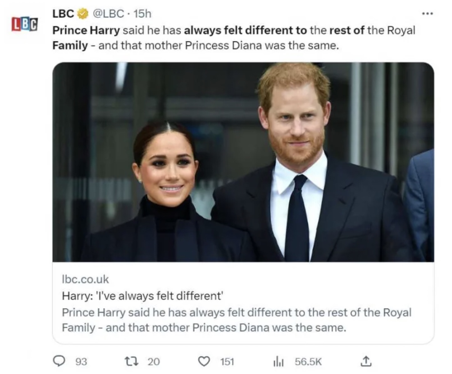 哈利表示從小感覺和家人不同，母親黛安娜王妃也是如此。