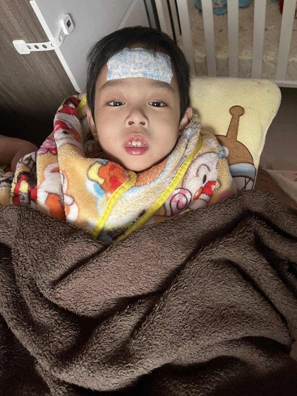 信信本月5日突然發燒氣喘,血氧含量偏低。