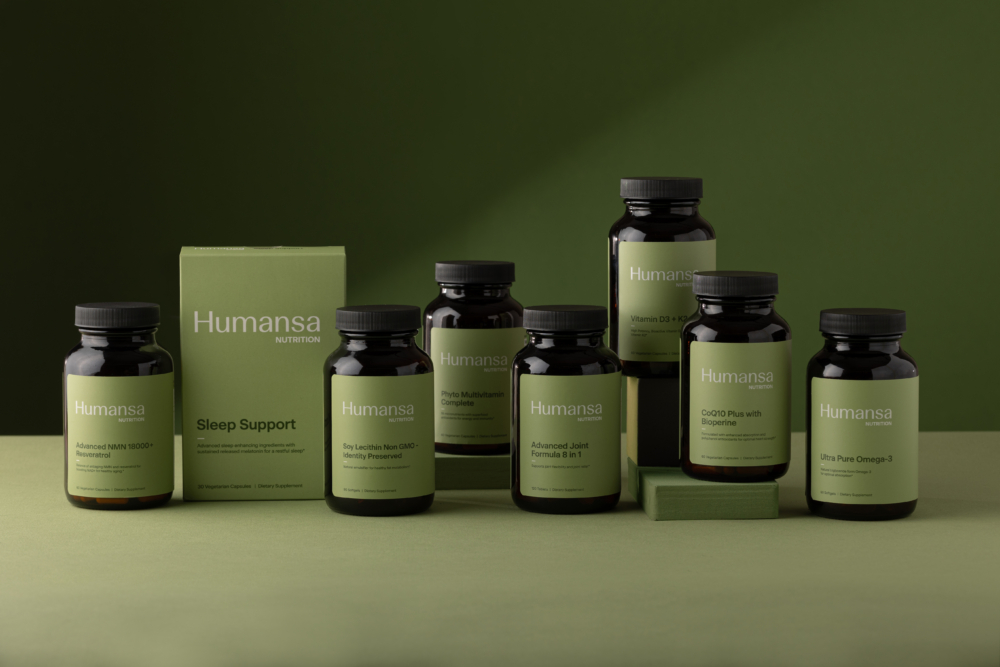 Humansa更推出一系列營養補充品，包括近來大熱的NMN、益生菌、多種維他命、關節營養品等，還有營養師把關的營養餐單，一站式支援健康需要。