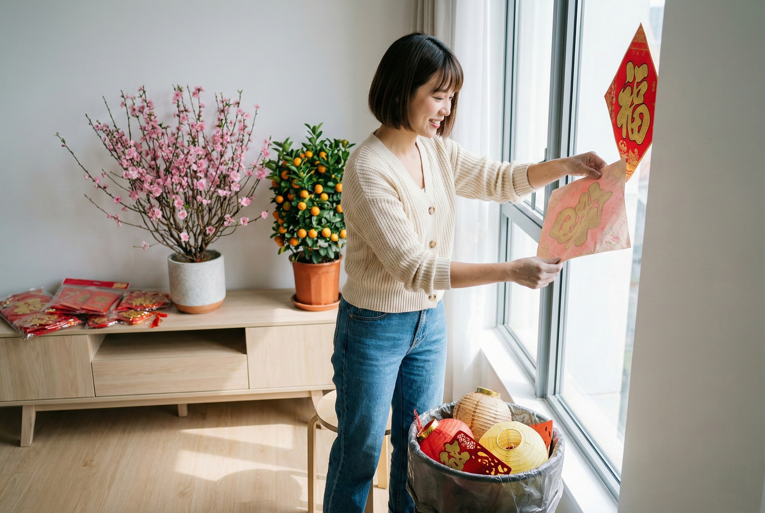 新年飾物不宜久留,年廿八大掃除或正月十五後應清走舊對聯與裝飾,以保持氣場清新、迎接新一年好運。