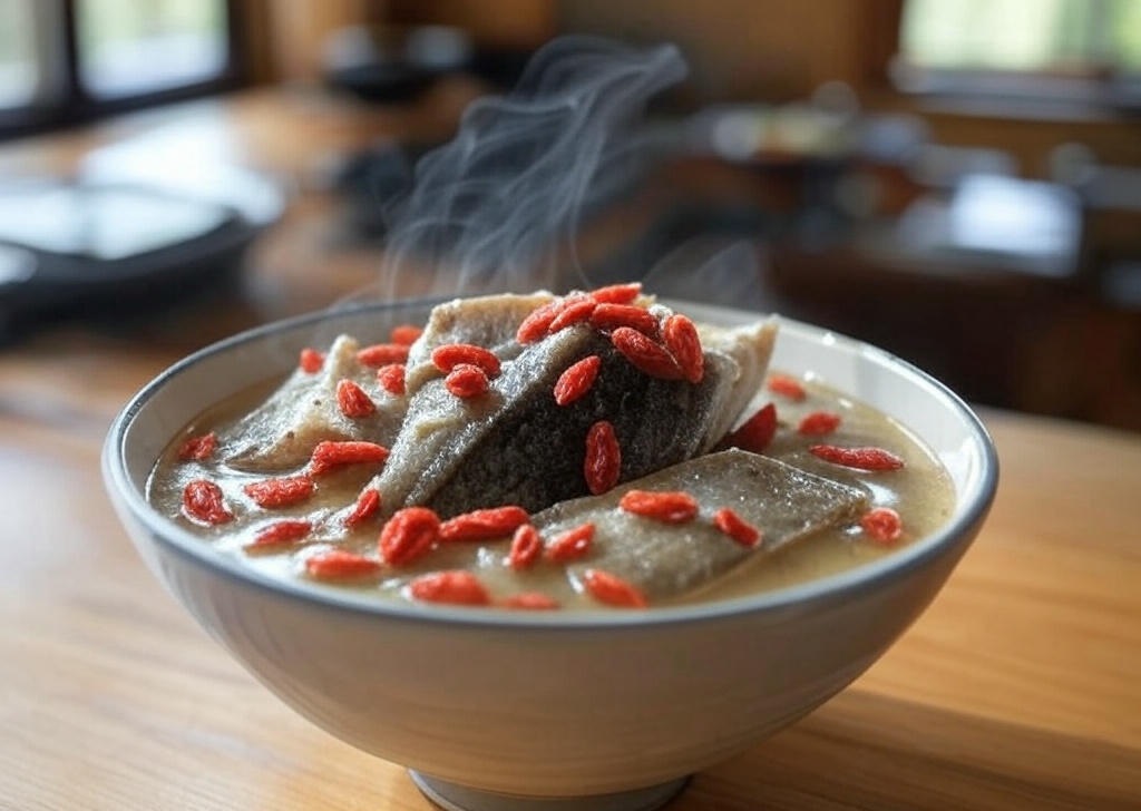枸杞魚頭豆腐湯鮮甜奶白,有養顏補鈣的功效)