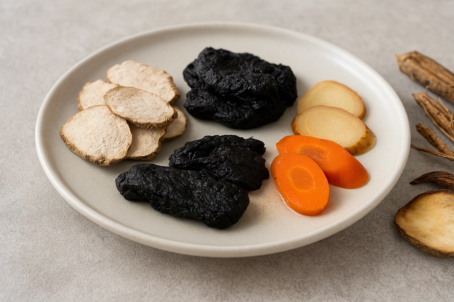 不同藥材各有功效，而生熟地土茯苓湯的常見食材組合。