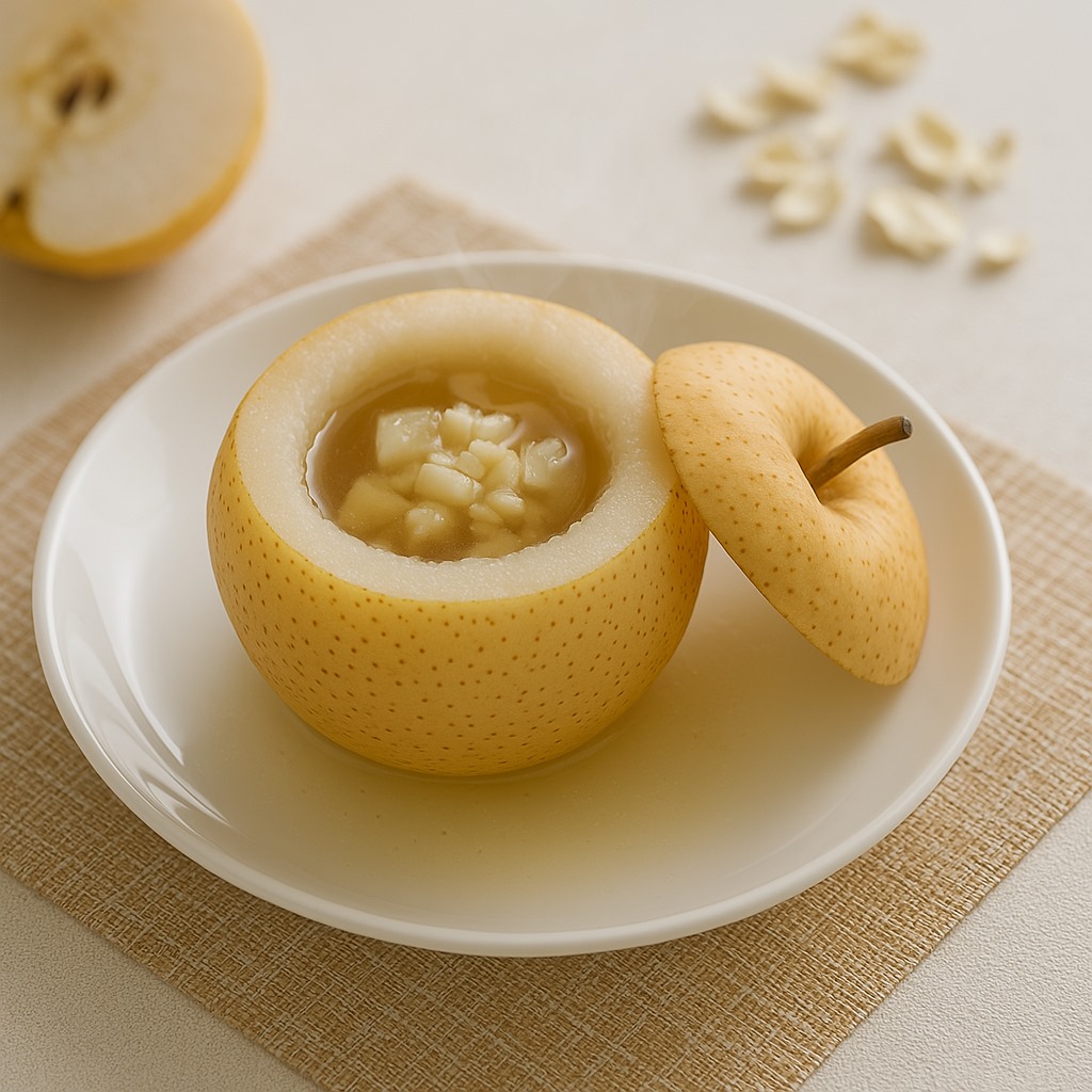 此甜品湯以川貝母配雪梨,是傳統潤肺止咳的經典食療。