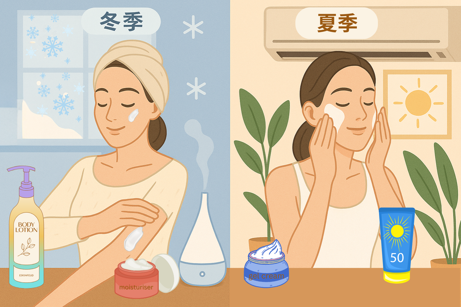 冬季與夏季保養不同，需根據膚質情況而定