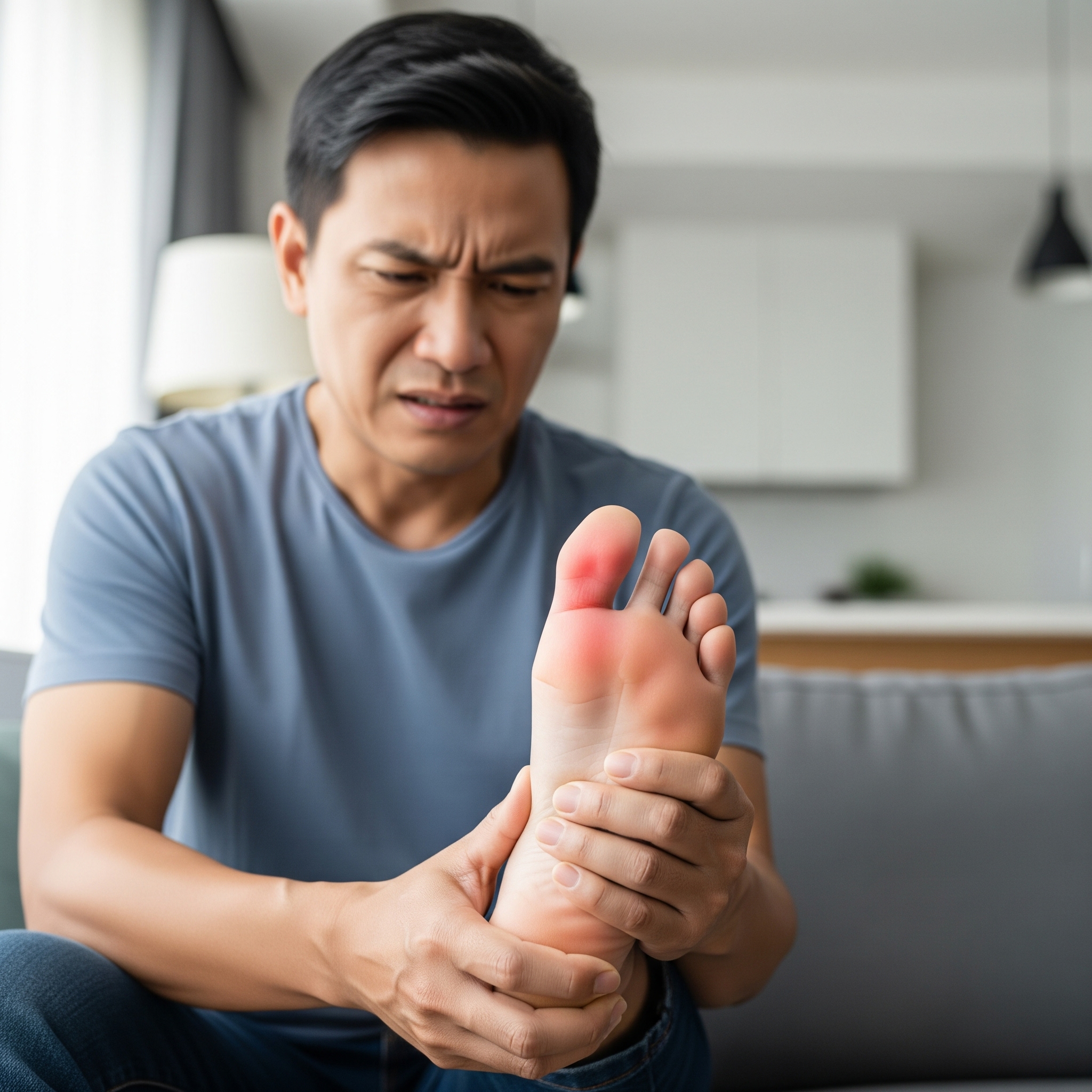 當血液中的尿酸值過高,便可能形成尿酸結晶並沉積在關節,引起紅腫及疼痛等症狀 。