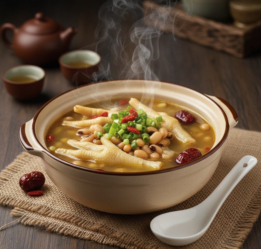 花生眉豆雞腳湯,這道備受推崇的滋補湯品,以花生、眉豆(或稱扁豆)與雞腳為主要食材。