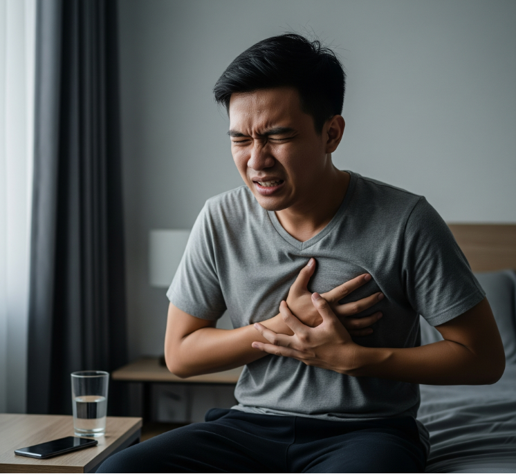 42歲的阿明(化名),因為胸口鬱悶和手臂麻痺而求醫