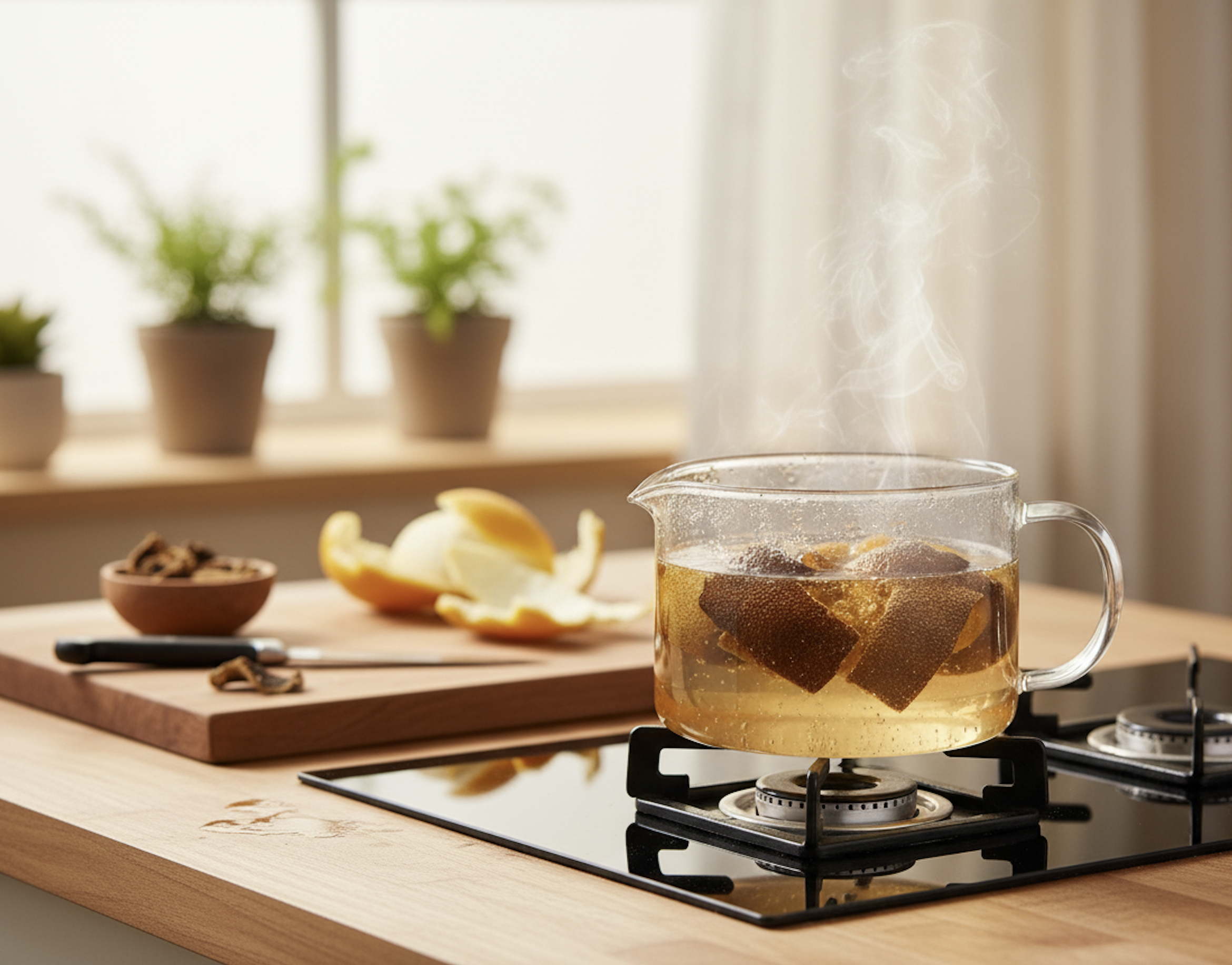 製作果皮水只需簡單3步驟:首先選材並徹底清洗柑橘果皮,接著選擇以90°C以上熱水沖泡10-15分鐘或小火慢煲10-20分鐘,最後可依個人喜好調味,但須注意每日飲用量不超過500毫升。