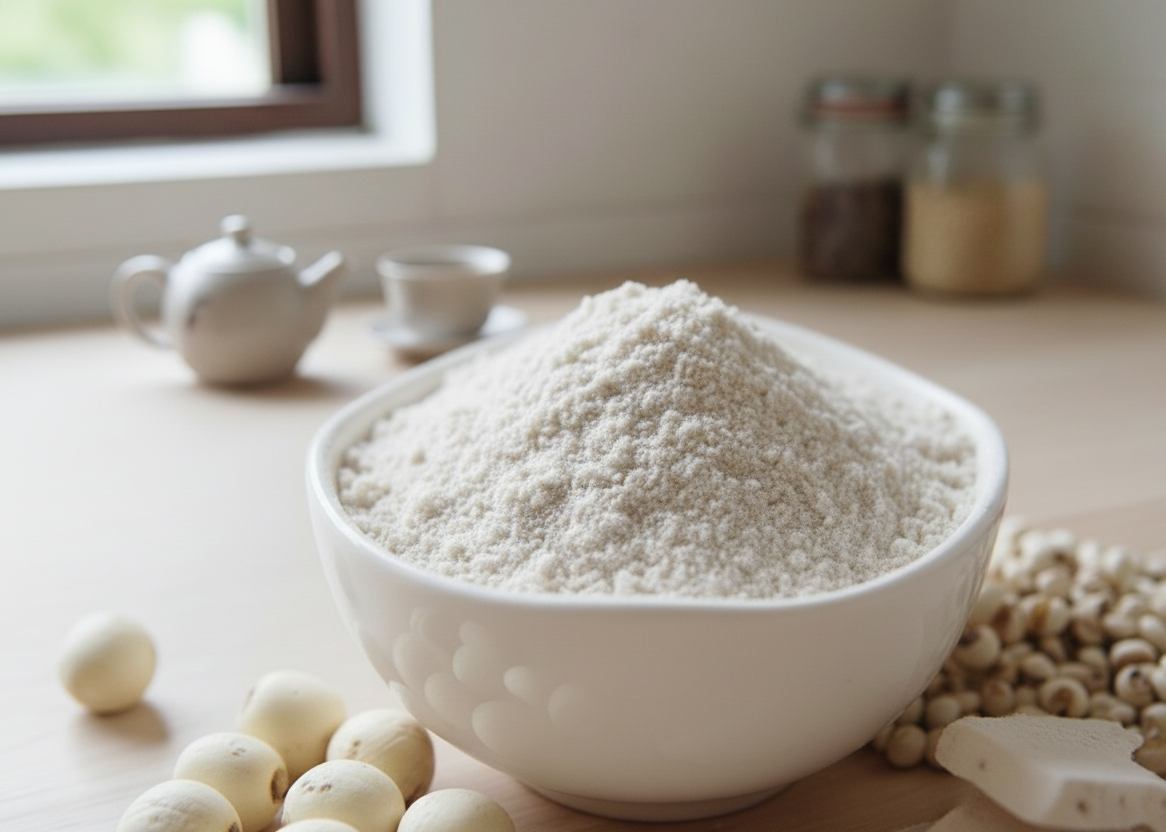 四神粉是將經典方劑四神湯中的核心藥材——山藥、茯苓、蓮子、芡實——精心研磨而成。