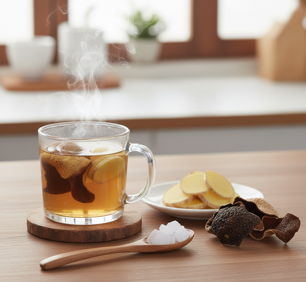 生薑陳皮水是將生薑與陳皮兩味常見中藥材巧妙結合的飲品,這款簡單的組合能發揮多重健康效益,廣受注重養生人士的青睞。