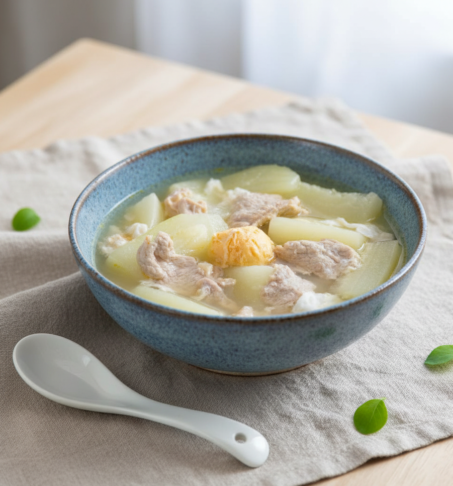 節瓜鹹蛋瘦肉湯食譜與做法。